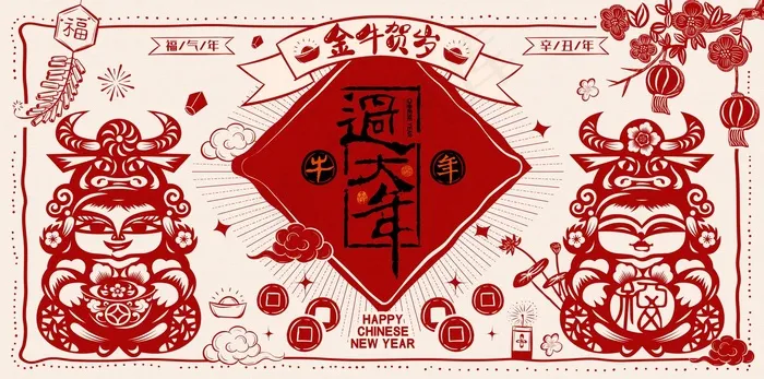 牛年海报背景图片psd模版下载