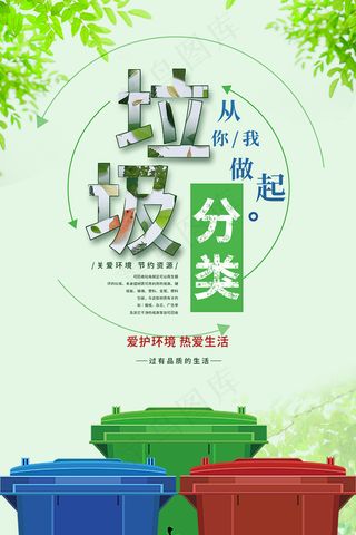 绿色简约垃圾分类从我做起海报