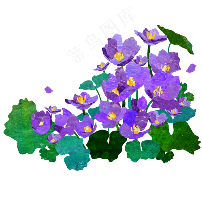 手绘鲜花 紫色鲜花psd模版下载