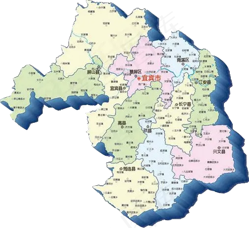宜宾市地图psd模版下载