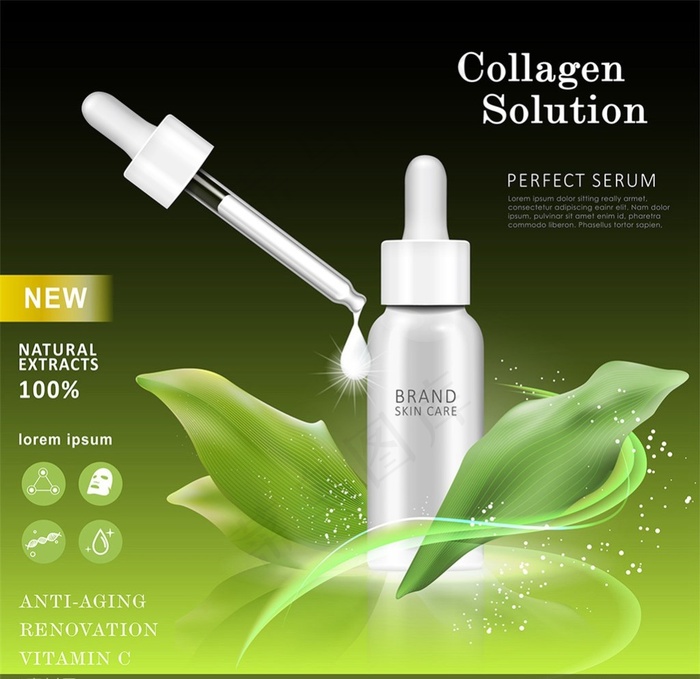 清新天然护肤精华液产品宣传广告矢量素材