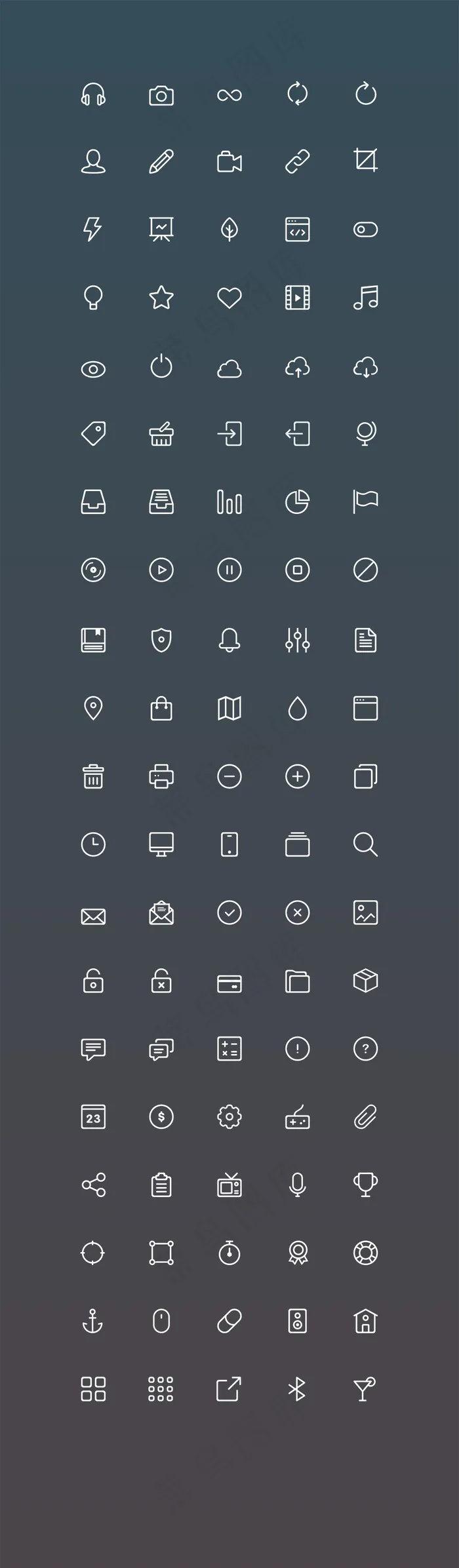 白色线条icon图标psd模版下载