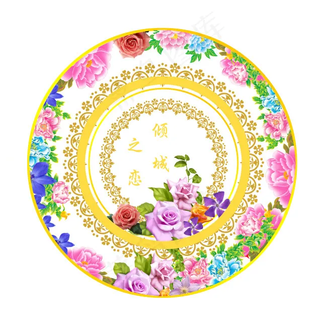金色牡丹花圈(4134X4134(DPI:300))psd模版下载