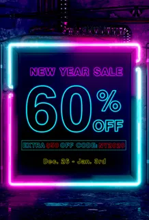 霓虹灯元旦活动海报