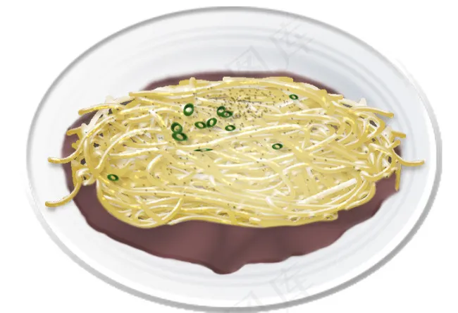 装进瓷碗里的面条psd模版下载