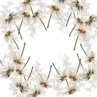 手绘植物花卉花环图案素材