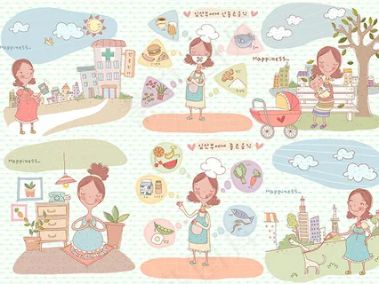 手绘孕妇插画图片