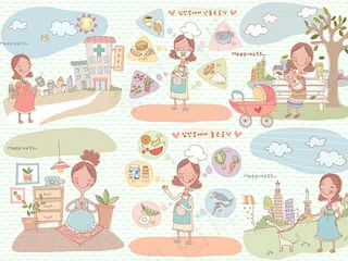 手绘孕妇插画图片