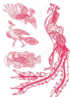 孔雀龙凤凤凰矢量素材图片