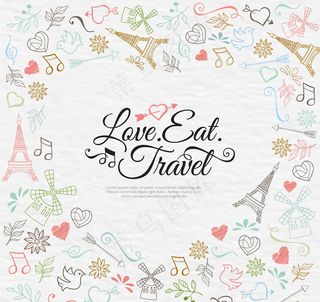 彩绘环球旅行设计矢量素材