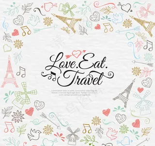 彩绘环球旅行设计矢量素材