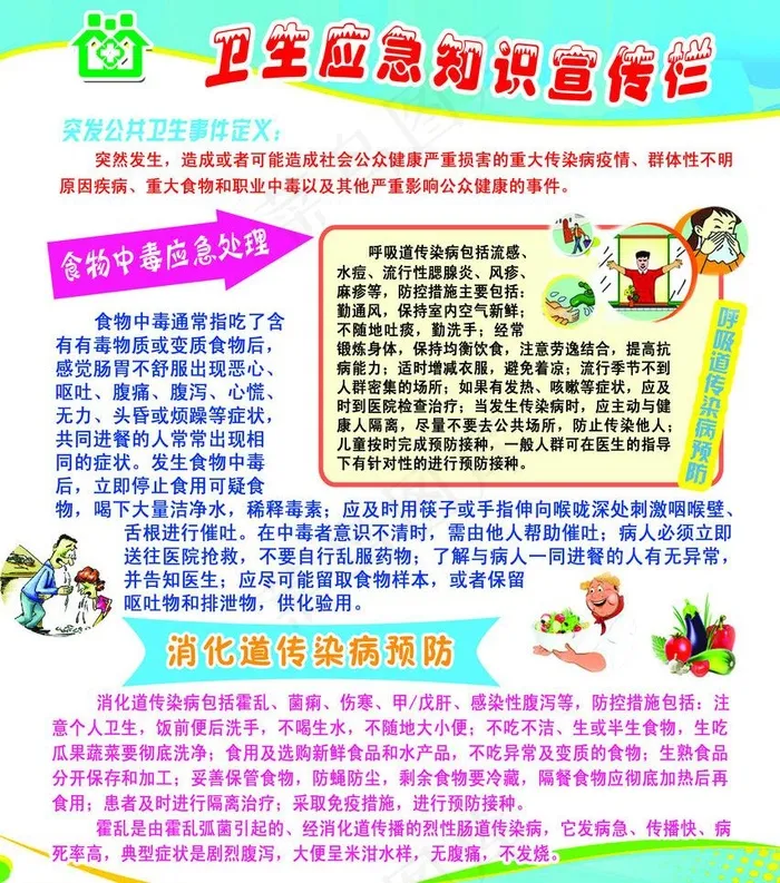 卫生应急知识宣传栏图片psd模版下载