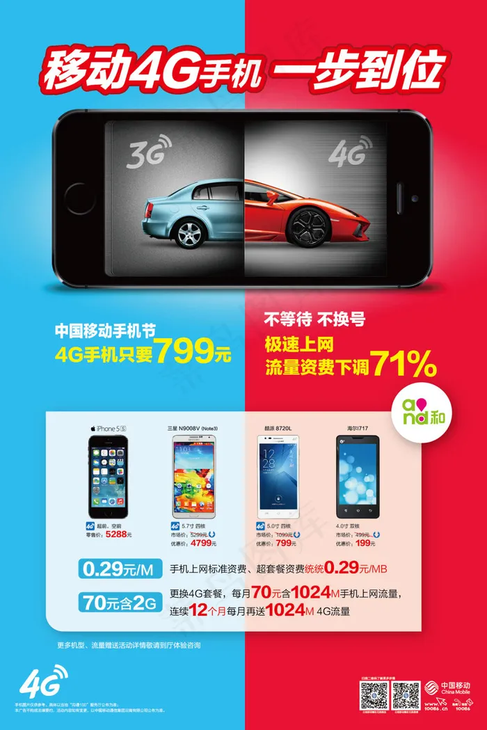 中国移动4G一步到位宣传单psd模版下载