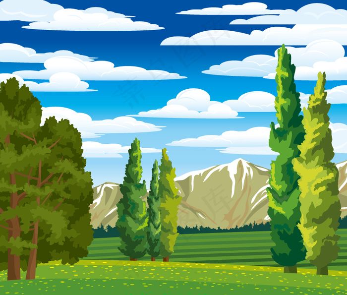 丛林山地矢量素材eps,ai矢量模版下载