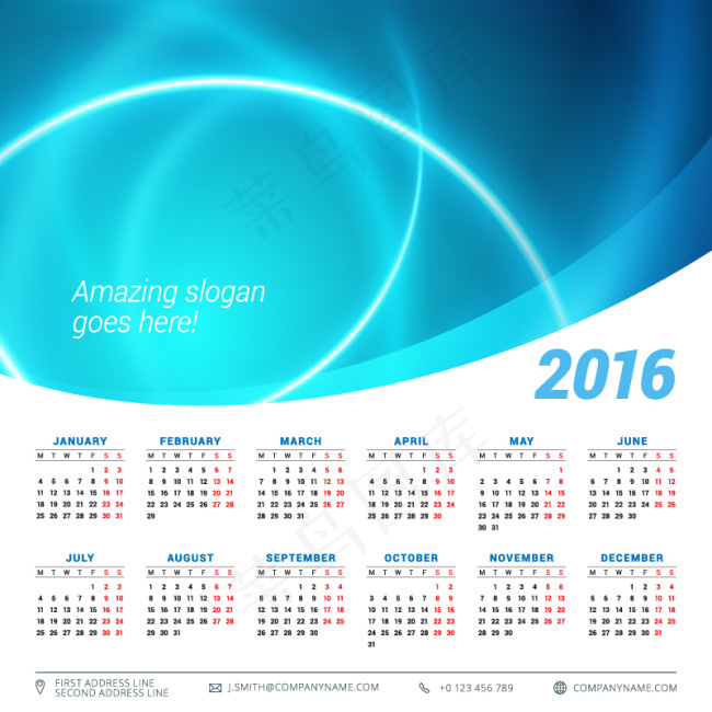 2016年年历ai矢量模版下载