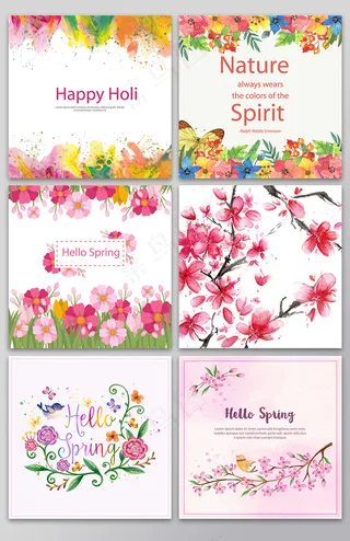 花卉背景手绘素描素材AI精细分层图...