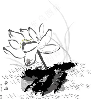 国画荷塘图片 国画荷塘图片