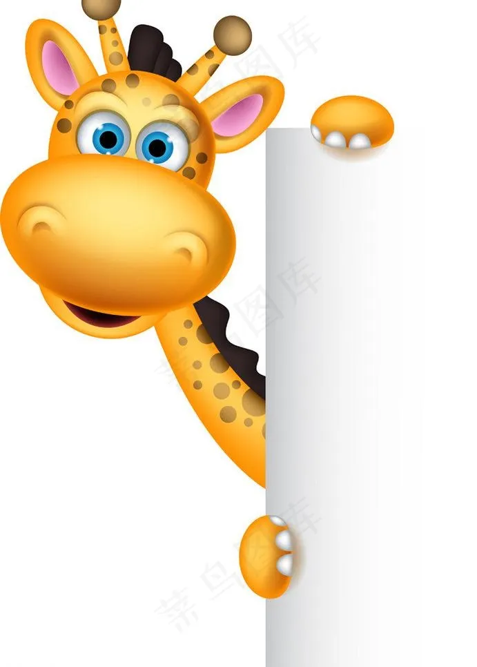 卡通长颈鹿公告栏图片eps,ai矢量模版下载
