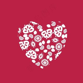 矢量花朵拼爱心