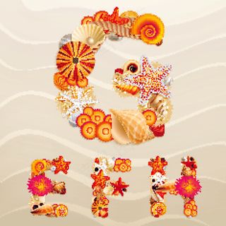 海洋元素字母矢量集04