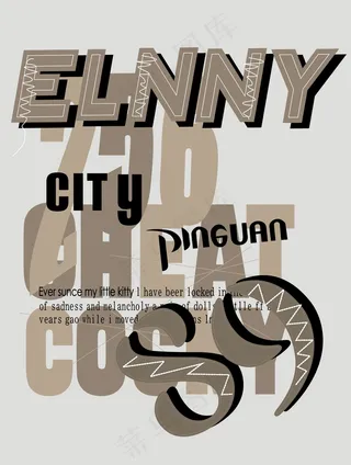 男装T恤图案设计英文艺术字体插画