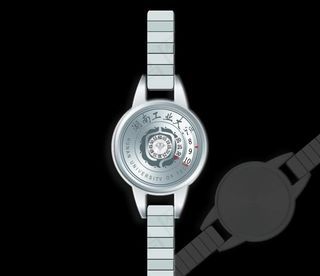 银色手表 加湖南工业大学校徽背景