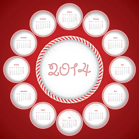 2014年彩色日历ai矢量模版下载