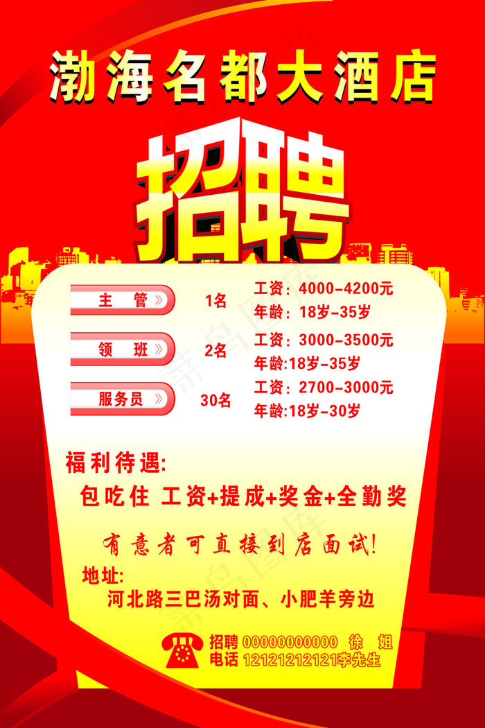 酒店招聘海报cdr矢量模版下载