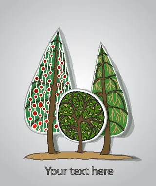 松树标签背景01—矢量素材