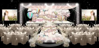 粉色花海婚礼背景舞台