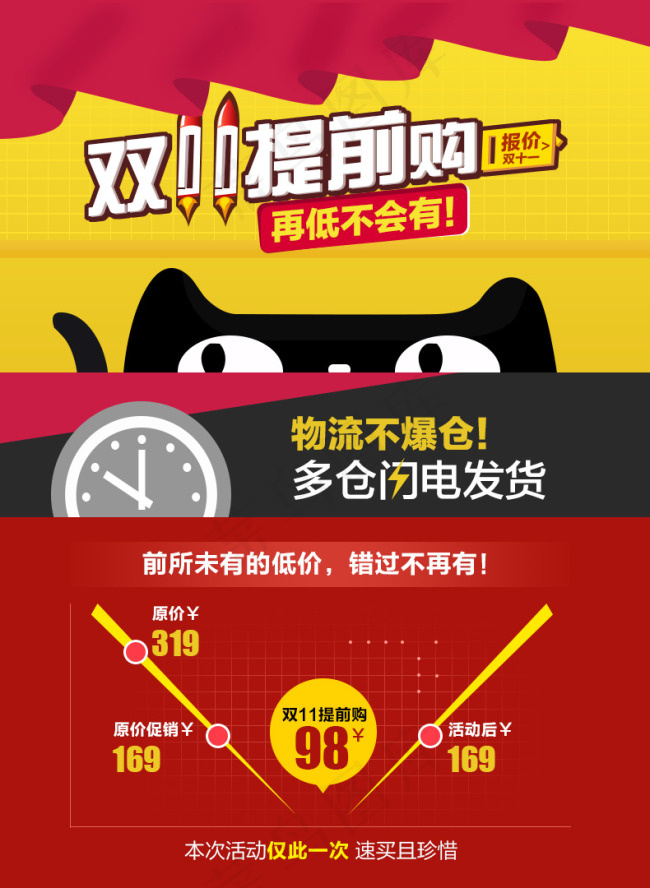 淘宝双十一提前购聚划算详情页模版P...