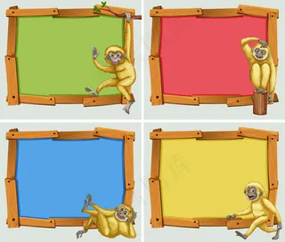 卡通动物与展板设计矢量素材