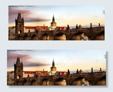 捷克傍晚城堡风光高清背景