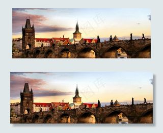 捷克傍晚城堡风光高清背景
