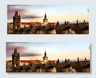 捷克傍晚城堡风光高清背景