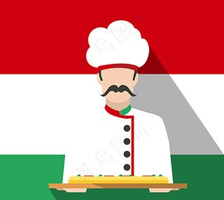 端着披萨的意大利厨师矢量图图片