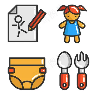 扁平婴儿用品icon图标