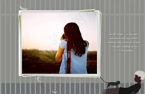 低调颓废灰色相框图片