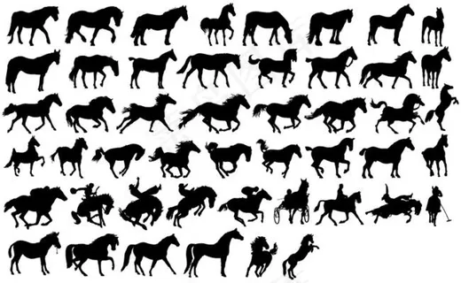 各种姿态马剪影矢量素材 AI