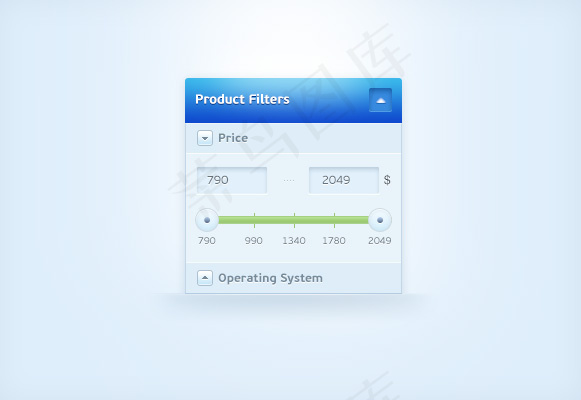 购物网站价格筛选UI设计PSD分层...