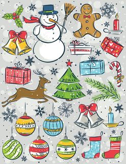 手绘可爱圣诞节物品矢量素材