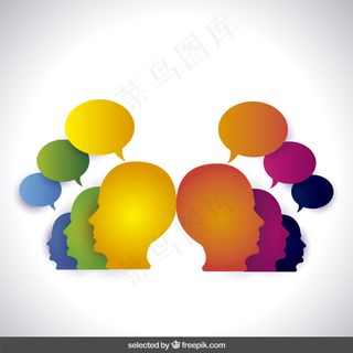 丰富多彩的头部轮廓与语音气球