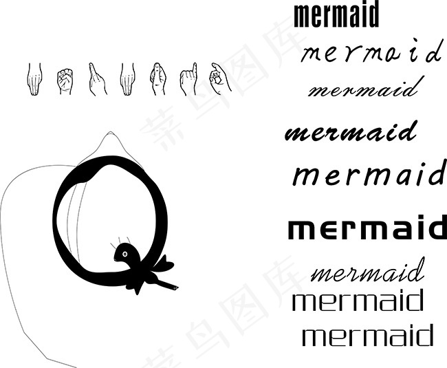 mermaild字体‘Q字图cdr矢量模版下载