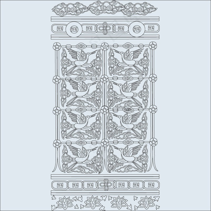 飞鹤图纹柜子矢量素材