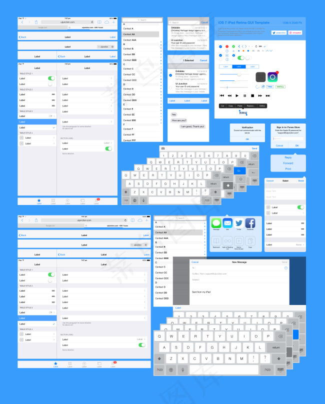 iPad_GUI_iOS7规范设计...psd模版下载