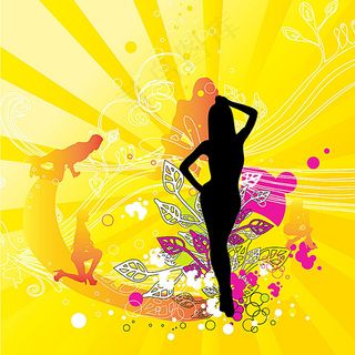 性感美女剪影与时尚花纹