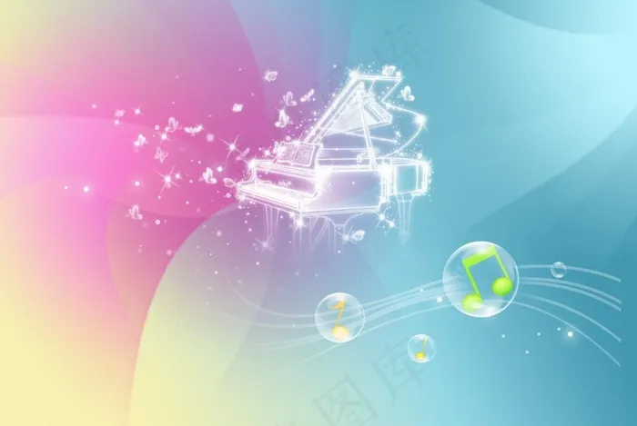梦幻钢琴图片psd模版下载