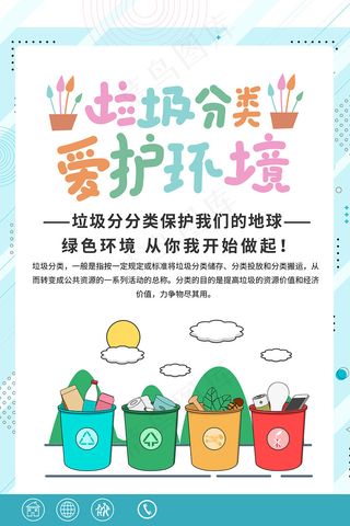 简约垃圾分类保护环境宣传海报