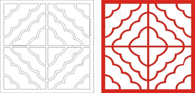 矢量镂空花纹边框底纹中式