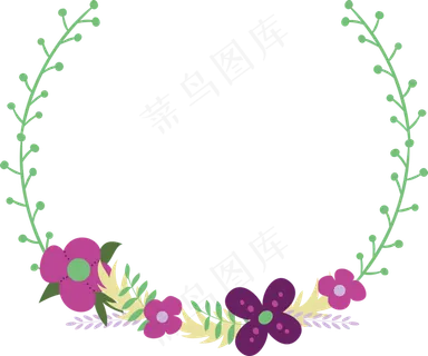 小清新|花鸟圆形边框